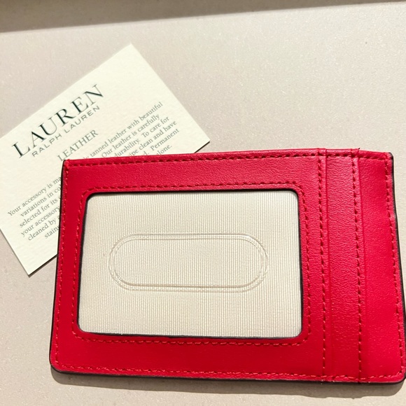 Ralph Lauren Card Case Genuine Leather in Fall Red NWT Unisex - Picture 3 of 7